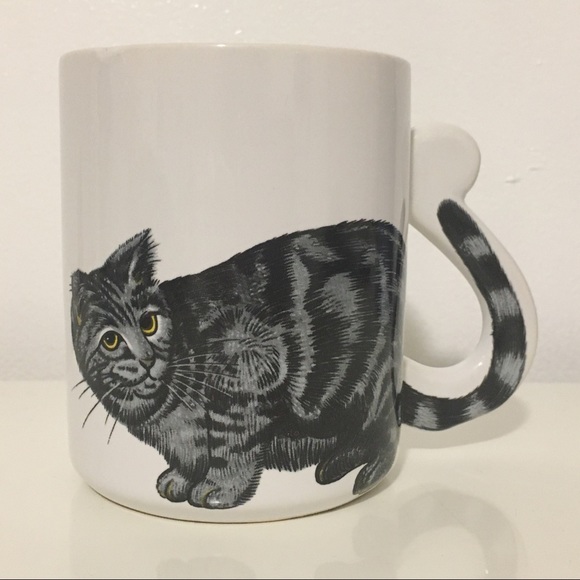Vintage cat mug cat lady kitsch unique kitty pet lover home decor Grey gift
